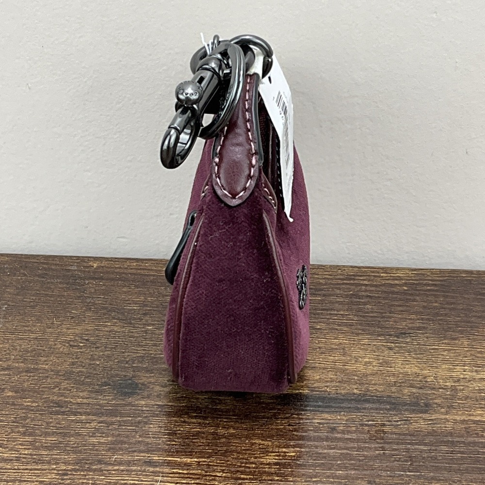 New Coach Mini Carmen Bag Charm Keychain Burgundy Velvet Leather Gunmetal CCF19 - Picture 4 of 10